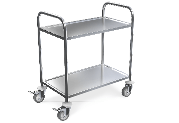 Carrello a ripiani grandi, carrello di servizio in acciaio inox, 2 livelli, portata 100 kg 