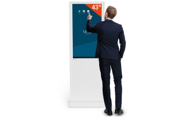 Totem multimediale DKST-LED43 con touchscreen, 43 in display, Android 11, bianco, 610 mm x 450 mm x 1.787 mm, TecMaschin 