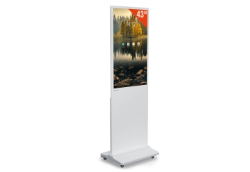 Totem multimediale mobile DKS-LED43, 43 in Display, Android 11, bianco, 610 mm x 450 mm x 1.881 mm, TecMaschin 