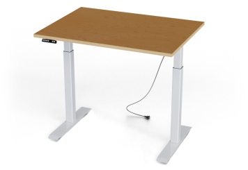 Tavolo da lavoro regolabile in altezza elettricamente, piano in multiplex 1.100 mm x 800 mm, carico utile 80 kg 