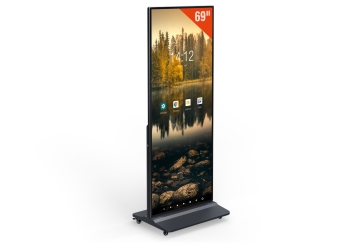 Totem multimediale mobile DKS-LED69, 69 in Display, Android 11, nero, 675 mm x 500 mm x 1.726 mm, TecMaschin 