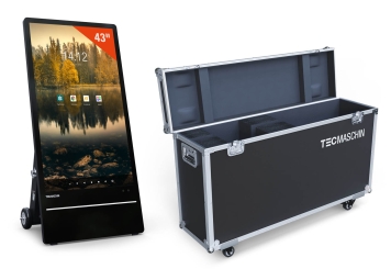 Totem multimediale da esterno DAO-LCD43E con scatola per il trasporto, 43 in con batteria, Android 13, TecMaschin 