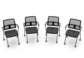 4 x chaise de conférence EMMA avec roulettes - pliable pour un gain de place, TOPREGAL 