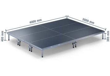 4 m x 3 m Palco mobile EBM850/2, 405 mm alto, 6 moduli 850 kg carico massimo per modulo 