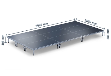 6 m x 3 m Palco mobile EBM850/2, 405 mm alto, 9 moduli 850 kg carico massimo per modulo 