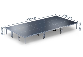 6 m x 3 m Palco mobile EBM850/2, 605 mm alto, 9 moduli 850 kg carico massimo per modulo 