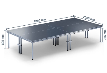 4 m x 2 m Palco mobile EBM850/2, 805 mm alto, 4 moduli 850 kg carico massimo per modulo 