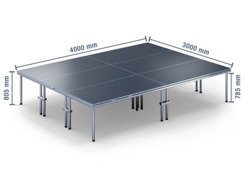 4 m x 3 m Palco mobile EBM850/2, 805 mm alto, 6 moduli 850 kg carico massimo per modulo 