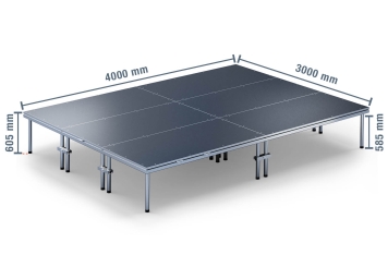 4 m x 3 m Palco mobile EBM850/2, 605 mm alto, 6 moduli 850 kg carico massimo per modulo 