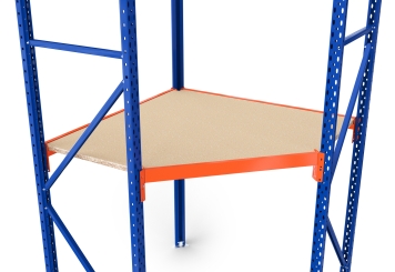 2.300 mm x 2.300 mm rayonnage d'angle / rayonnage de stockage LR2000 / profondeur 60 cm / hauteur 2 m / 2 niveaux / platelage Bois  