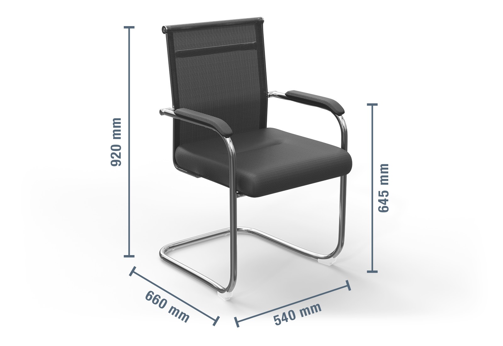 Sedia Per Visitatore HJH Office Flexo V PU – Sedia A Sbalzo Con Braccioli, Imbottita, Design Cromato, Nero