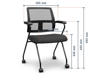 2 x chaise de conférence EMMA avec roulettes - pliable pour un gain de place, TOPREGAL 