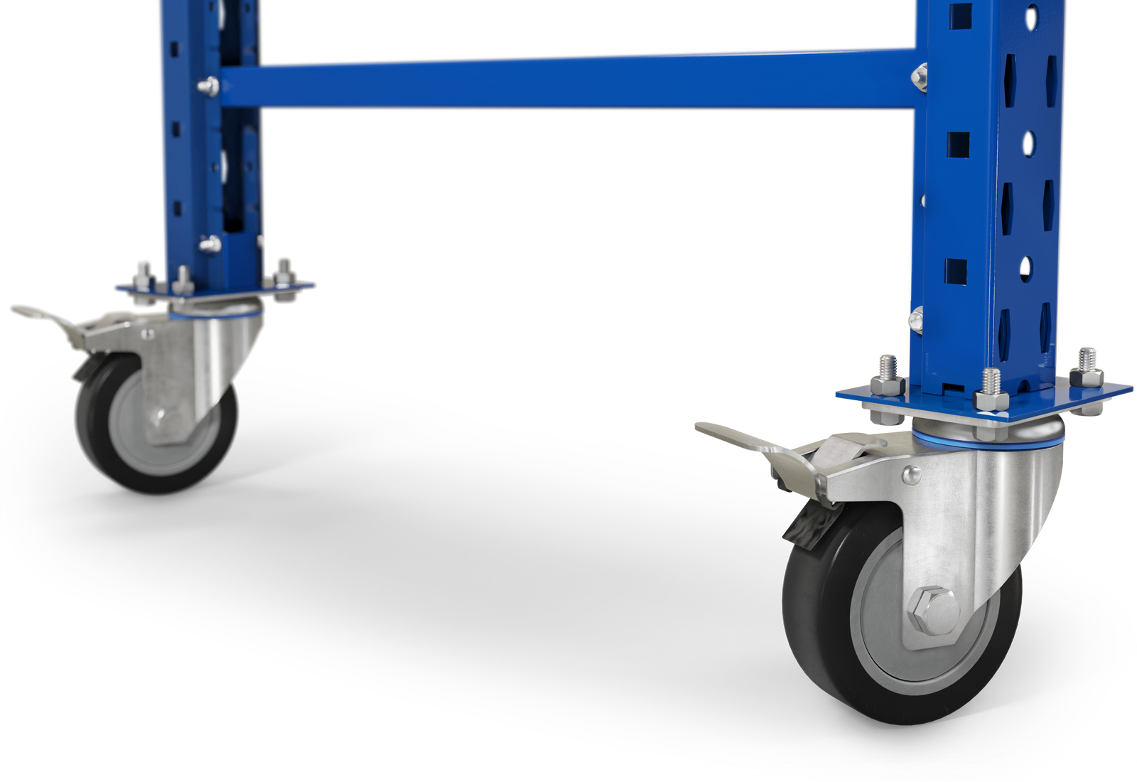 Scaffalatura mobile inclinata con base regolabile in altezza