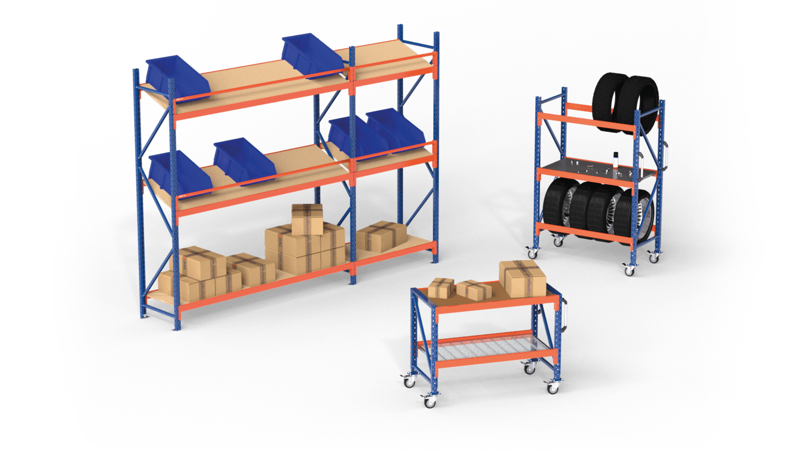 Scaffali e tavoli mobili